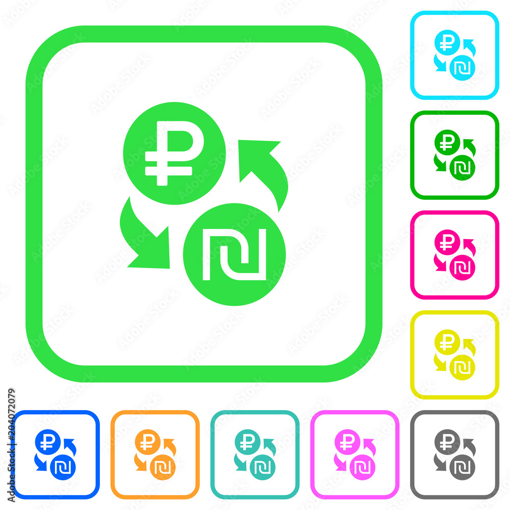 Ruble Shekel money exchange vivid colored flat icons Ruble Shekel money exchange vivid colored flat icons