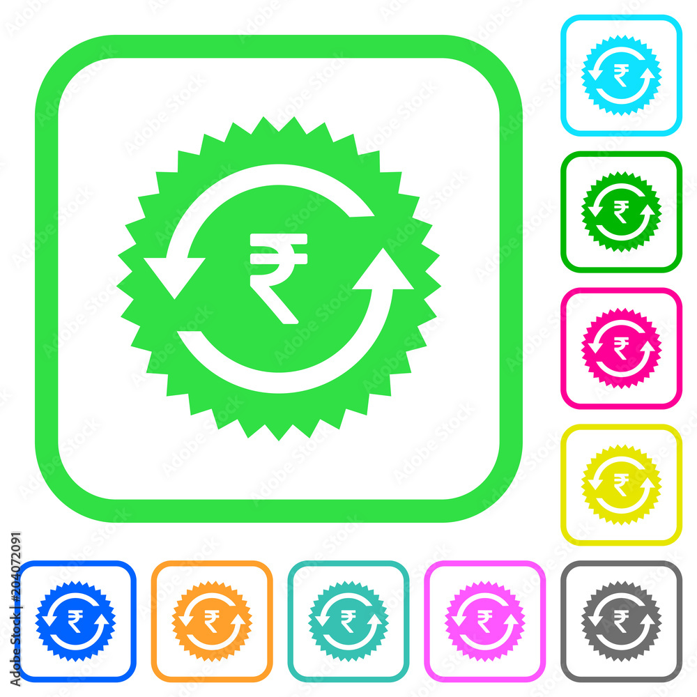 Rupee pay back guarantee sticker vivid colored flat icons Rupee pay back guarantee sticker vivid colored flat icons