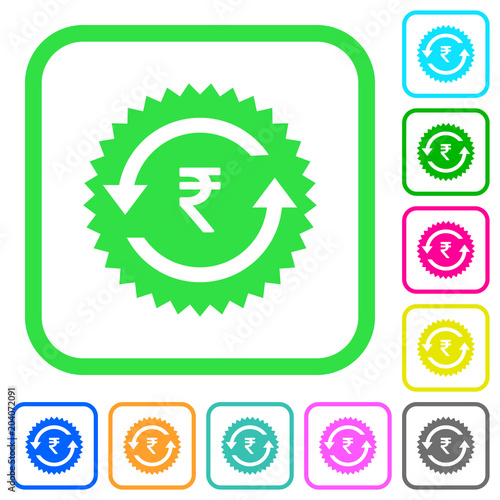 Rupee pay back guarantee sticker vivid colored flat icons