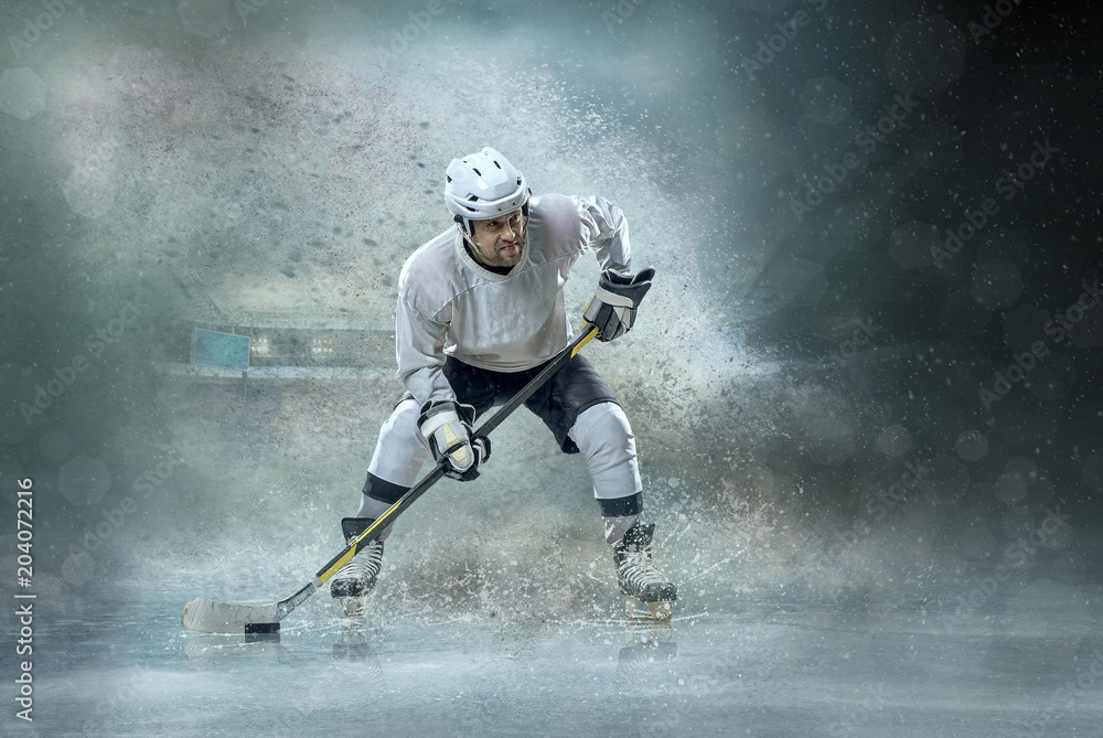 Fototapeta premium Caucassian ice hockey Players in dynamic action 