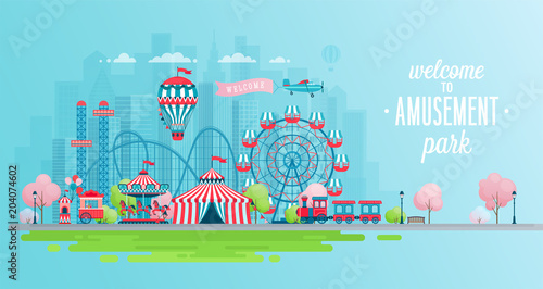 Amusement park landscape banner
