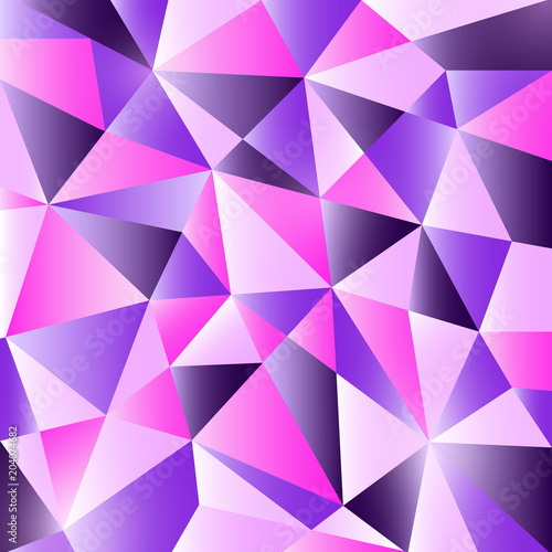 Colorful modern geometric abstract pattern. Trendy bright purple violet colors. Beautiful pink blue design background in low poly style