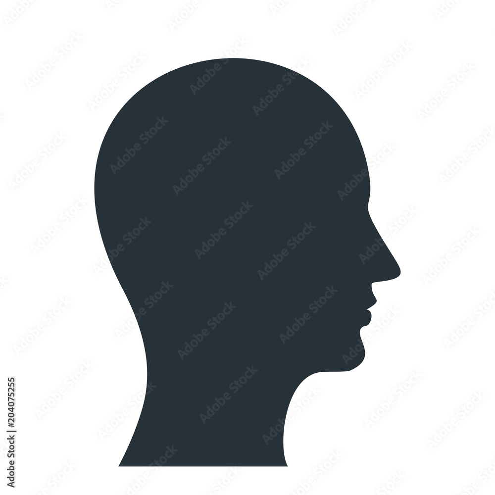 The human profile. The black silhouette of the man is drawn by one line. Flat vector cartoon illustration. Objects isolated on white background. The human profile. The black silhouette of the man is drawn by one line. Flat vector cartoon illustration. Objects isolated on white background.