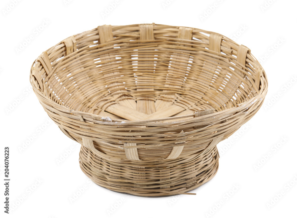 Fototapeta premium Empty Wicker Basket Isolated on White Background