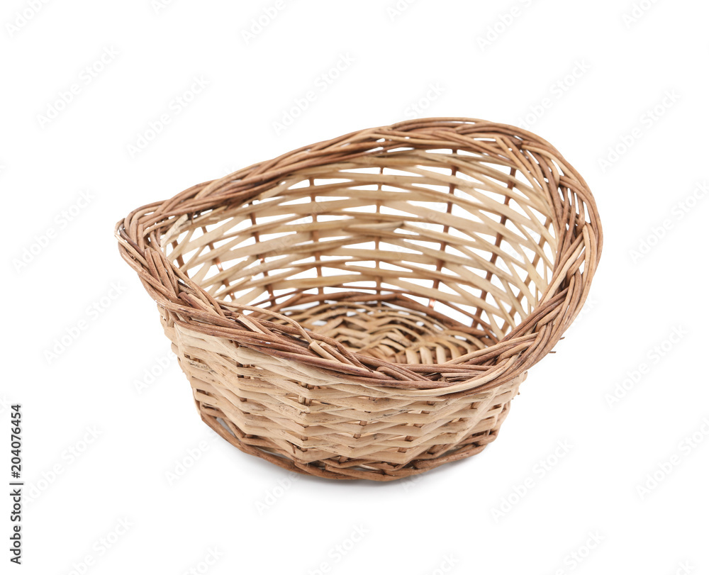 Empty Wicker Basket Isolated on White Background Empty Wicker Basket Isolated on White Background