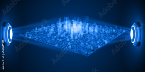 city hologram between thow source photo