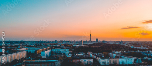 Photography panoramic overview of east berlin in the afternoon