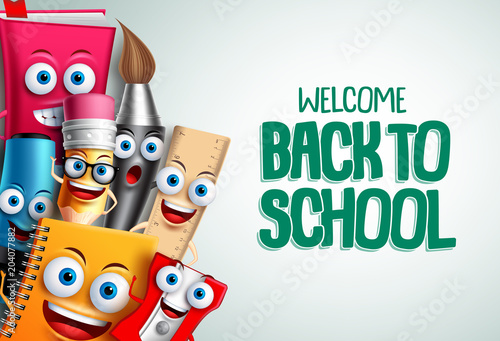 Obraz na plátně School characters vector education background