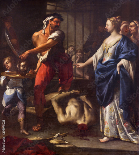 Tableau sur toile REGGIO EMILIA, ITALY - APRIL 13, 2018: The painting of Decapitation of st