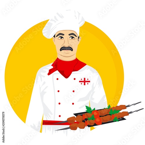 Vector illustration of a Georgian cook photo