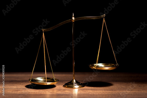 Gold brass balance scale