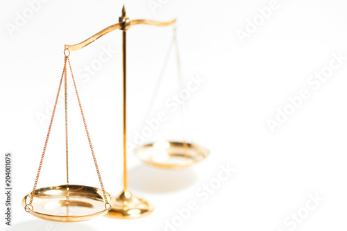 Golden brass balance scale