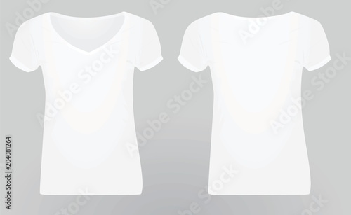 Woman v neck t shirt. vector illustration
