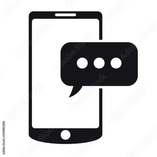 Message in Smartphone icon. Sms symbol. Flat style isolated on white background. 