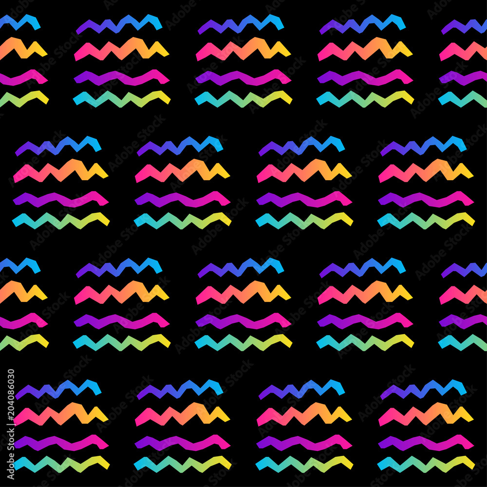 Abstract black and rainbow seamless pattern background. Modern futuristic paint for design card, party invitation, wallpaper, holiday wrapping paper, fabric, bag print, t shirt, workshop advertising. Abstract black and rainbow seamless pattern background. Modern futuristic paint for design card, party invitation, wallpaper, holiday wrapping paper, fabric, bag print, t shirt, workshop advertising.