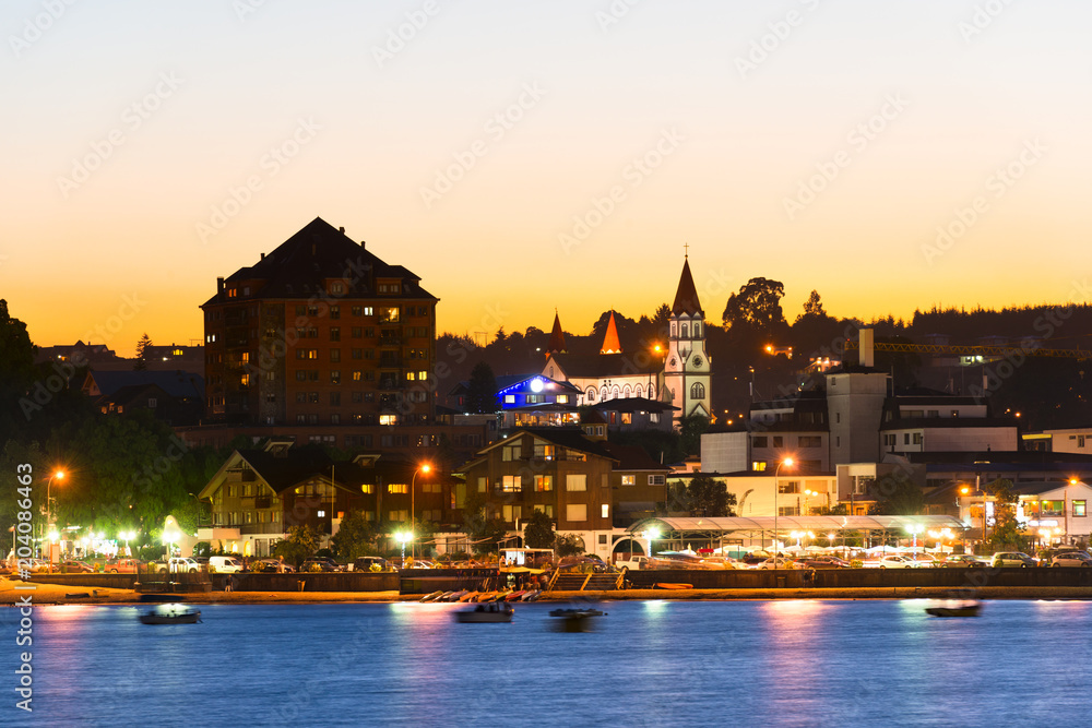 Night view of Puerto Varas in the Chilean Lake District Night view of Puerto Varas in the Chilean Lake District