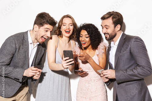 Group of happy well dressed multiracial people