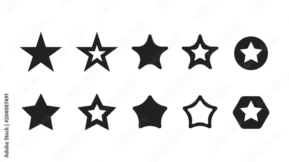 Most Popular Star Shapes. Vector Perfect Icons Most Popular Star Shapes. Vector Perfect Icons
