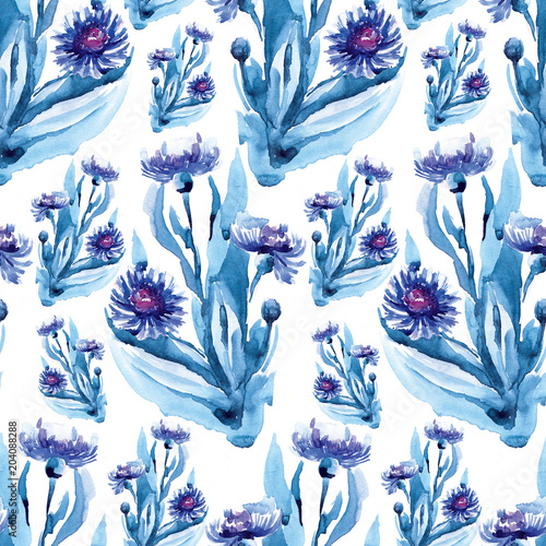 Fototapeta wzór błękitne kwiaty
