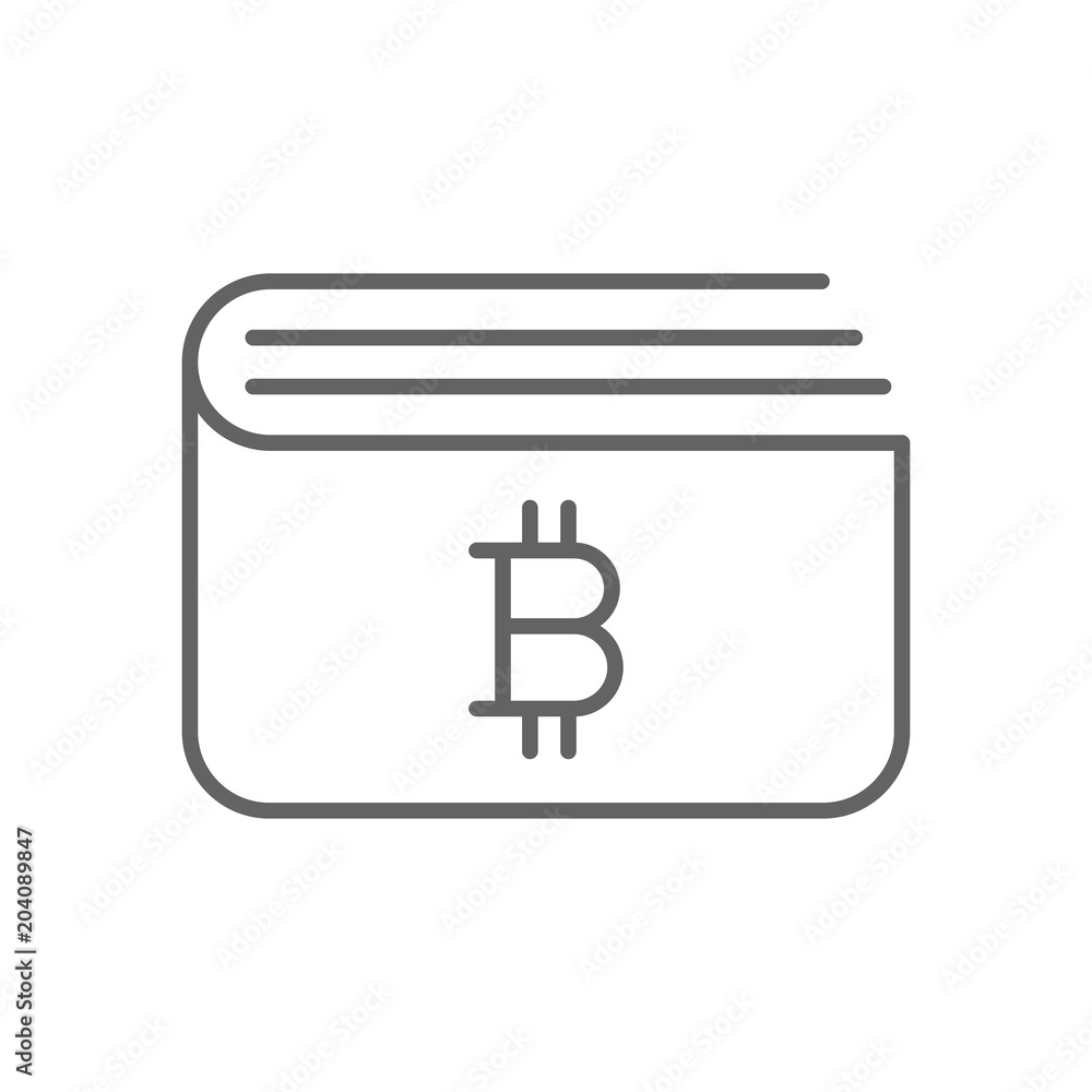 Simple Bitcoin Wallet Thin Line Symbol Icon Design Simple Bitcoin Wallet Thin Line Symbol Icon Design