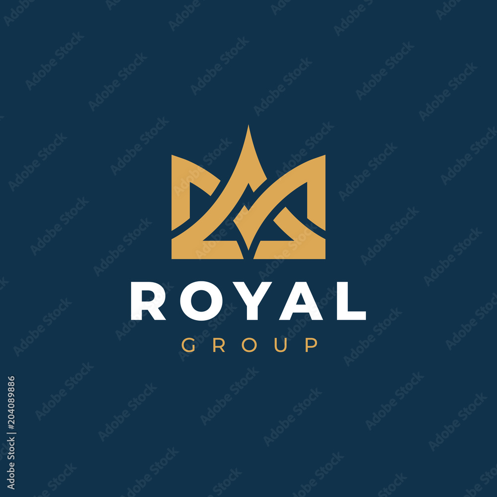 Geometric Vintage Creative Crown abstract Logo design vector template ...