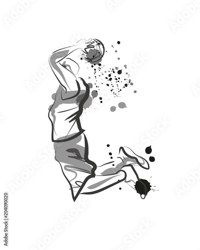 Vector ink of basketball player