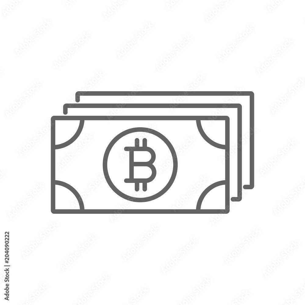 Bitcoin Paper Money Thin Line Symbol Icon Design Bitcoin Paper Money Thin Line Symbol Icon Design