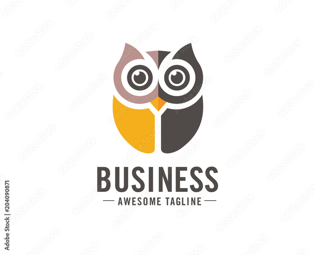 Naklejka Owl logo vector in modern colorful logo design, Owl icon vector isolated on white background