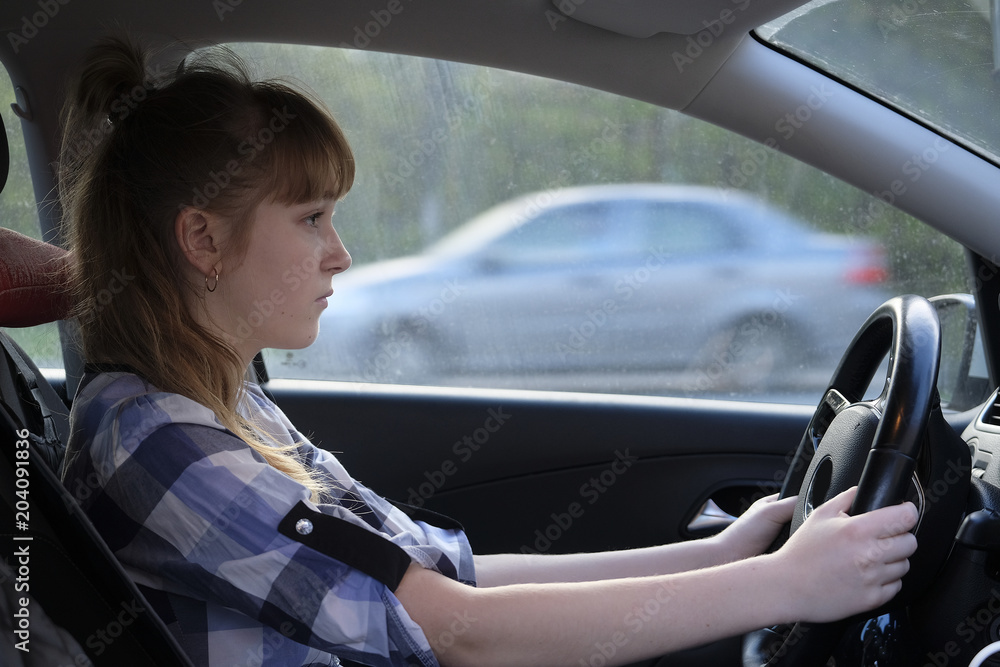 Portrait of a girl driver