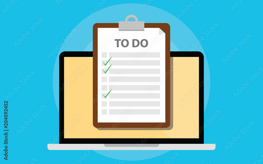 online todo list with clipboard and laptop and checklist on screen online todo list with clipboard and laptop and checklist on screen