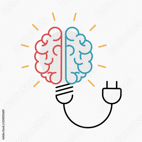 Business idea concept of brain as light bulb