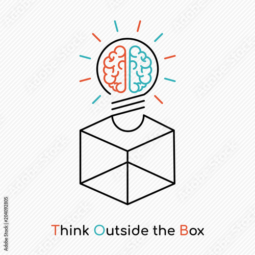 Think outside the box on new business idea concept