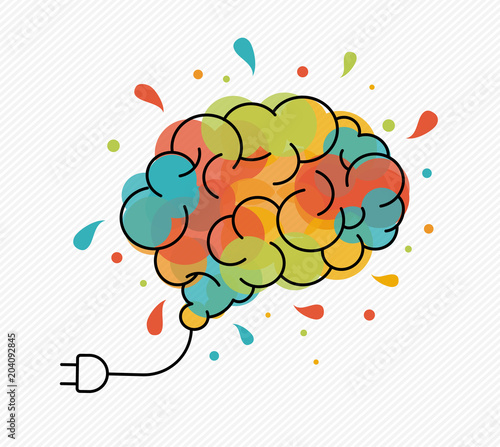Creative art idea concept of brain as light bulb