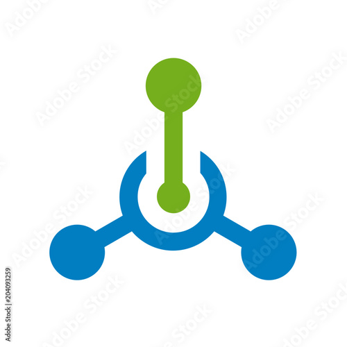 Tech or technology logo, hub connection icon, vector illustration