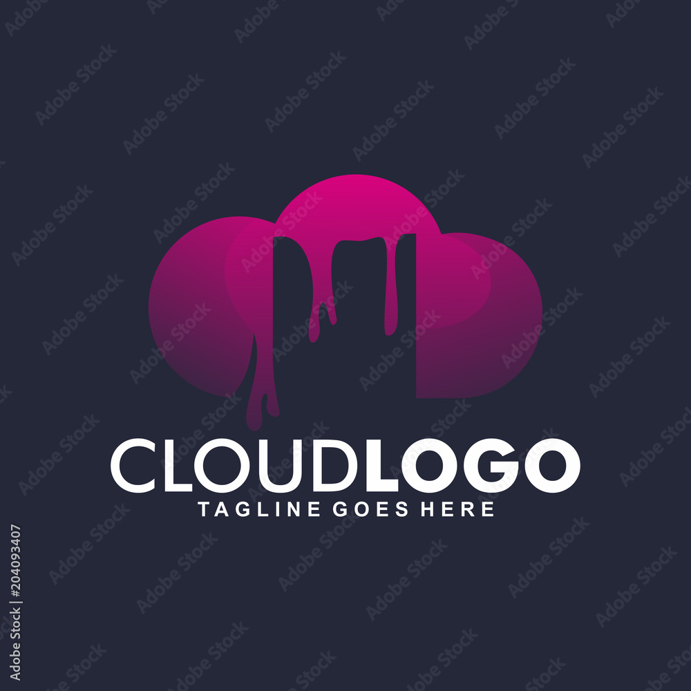 Cloud with Paint Logo Vector Element Symbol Cloud with Paint Logo Vector Element Symbol