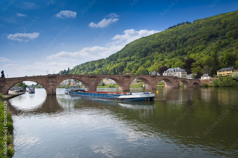 The Neckar with the old bridge near Heidelberg_Heidelberg, Baden Wuerttemberg, Germany
