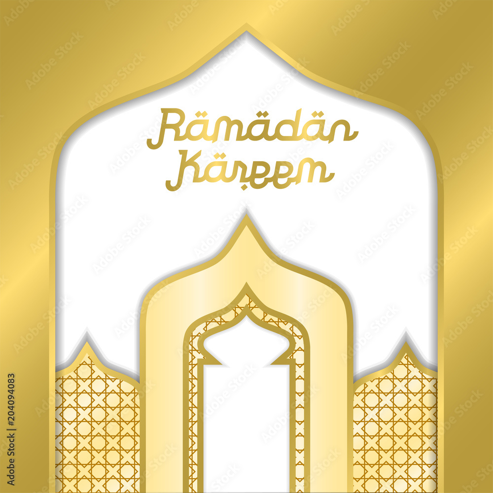 Golden mosque decoration for ramadan and book cover