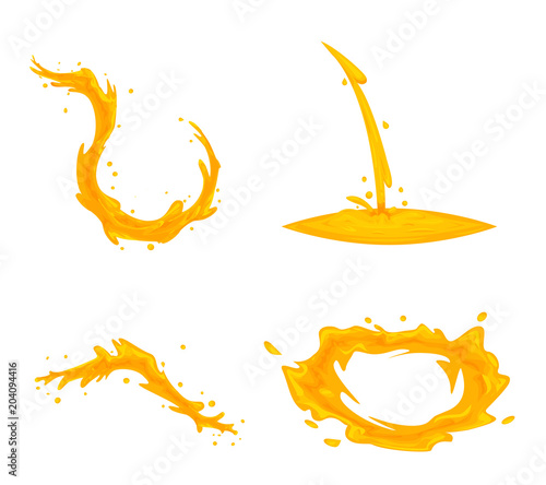 Oil flowing splash drop wave whirlpool vortex cartoon icon set isolated design vector illustration