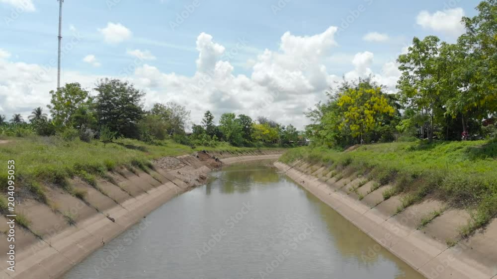 Asian worker labor building concrete public canal Asian worker labor building concrete public canal