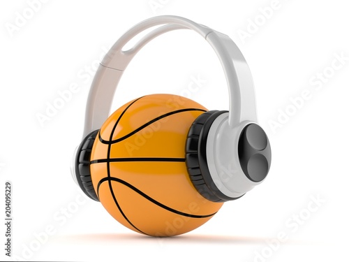 Basketball ball with headphones
