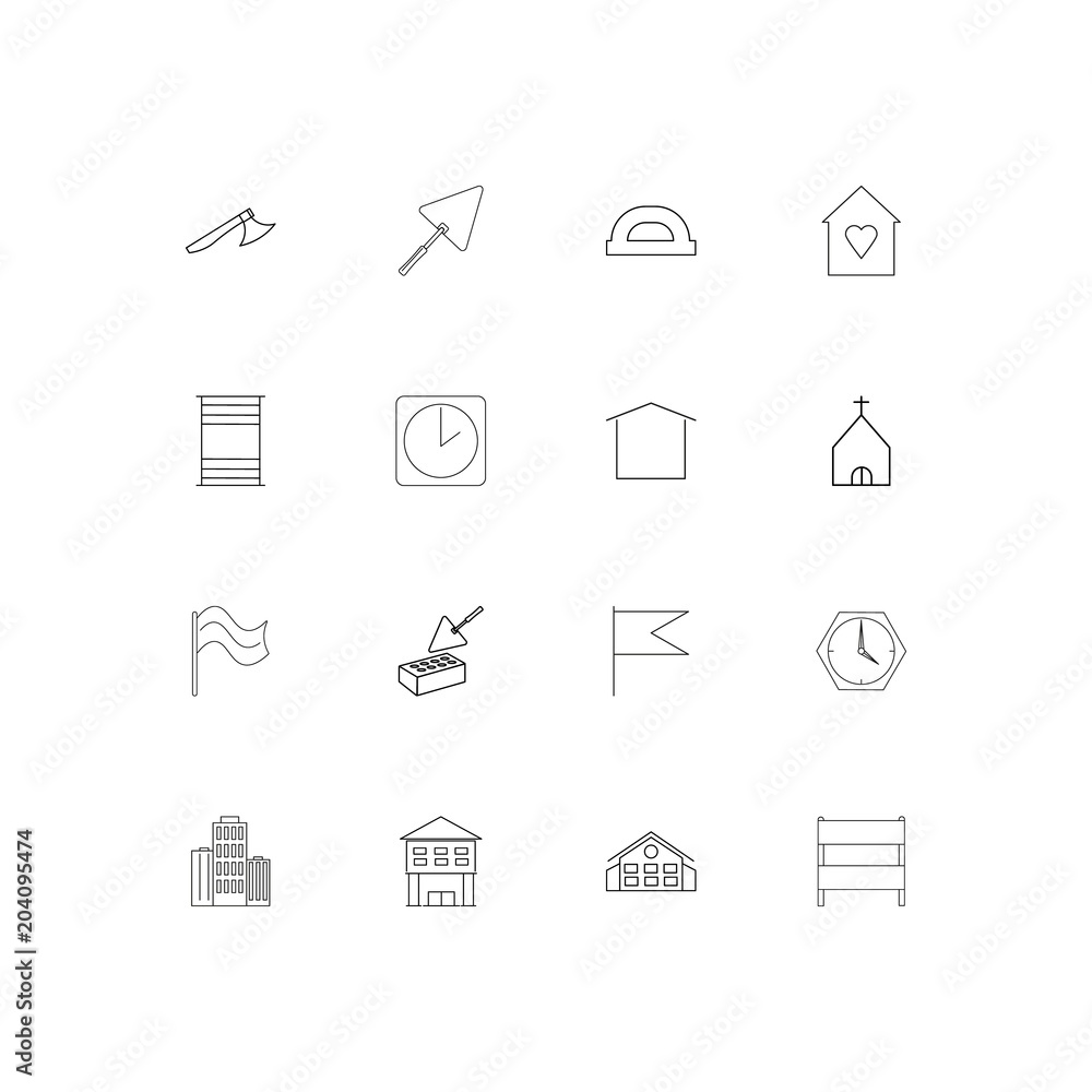 Buildings And Constructions linear thin icons set. Outlined simple vector icons Buildings And Constructions linear thin icons set. Outlined simple vector icons