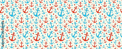 Background with anchors. Seamless pattern. Vector.