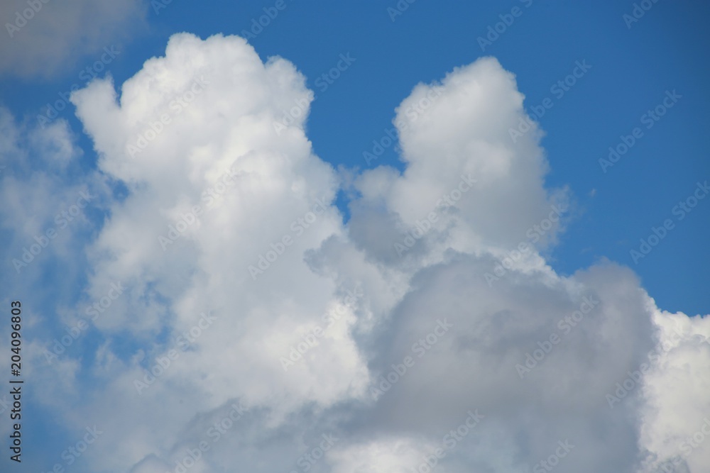 Fluffy Billowy Cumulus Clouds in the Blue Summer Sky in Florida Fluffy Billowy Cumulus Clouds in the Blue Summer Sky in Florida