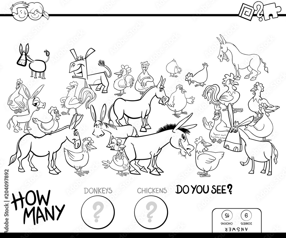 counting donkeys and chickens color book counting donkeys and chickens color book