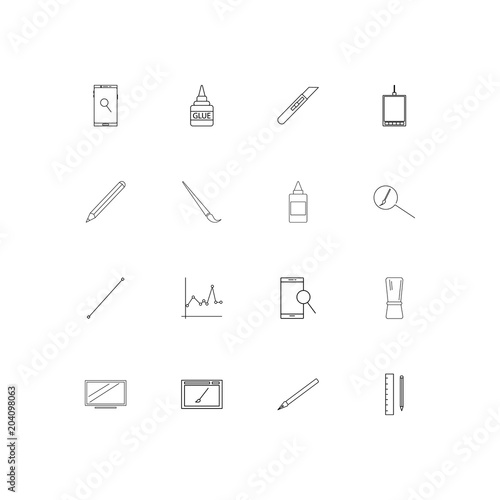 Creative Process And Design linear thin icons set. Outlined simple vector icons