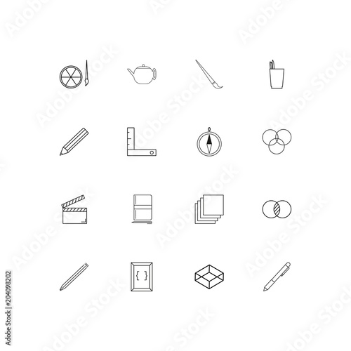 Creative Process And Design linear thin icons set. Outlined simple vector icons