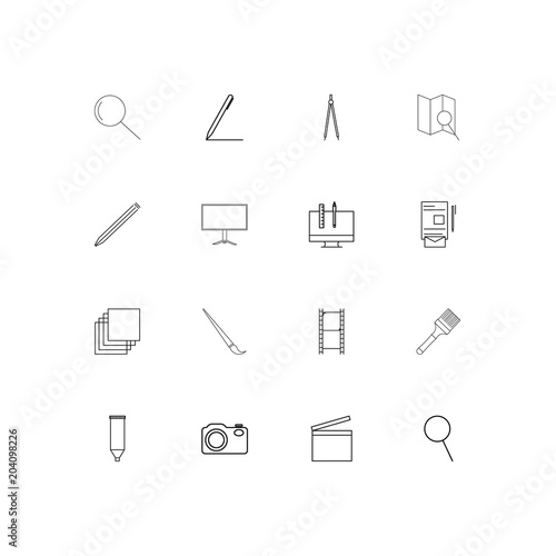 Creative Process And Design linear thin icons set. Outlined simple vector icons
