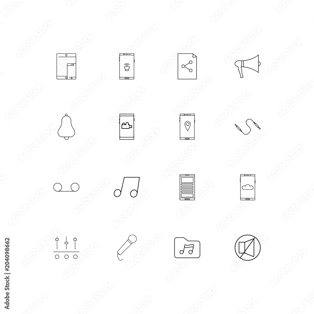 Music linear thin icons set. Outlined simple vector icons Music linear thin icons set. Outlined simple vector icons