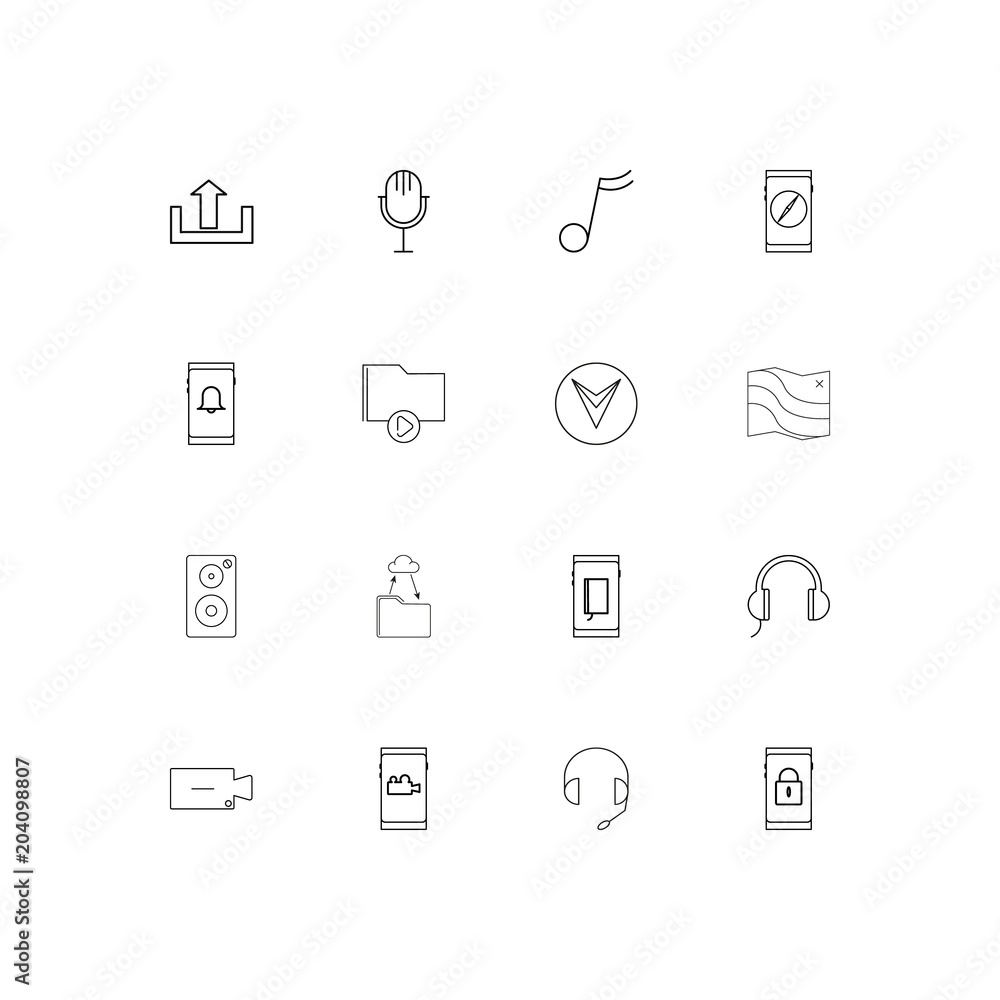 Music linear thin icons set. Outlined simple vector icons Music linear thin icons set. Outlined simple vector icons