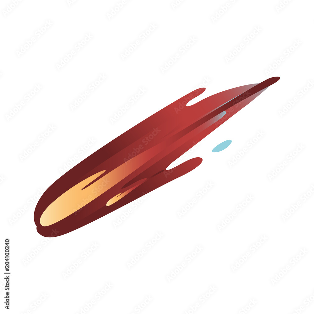 Fire stone comet or asteroid or meteor with craters flying with fire behind. Fantastic space, cosmic element. Astronomy, galaxy exploration design object. Vector cartoon illustration Fire stone comet or asteroid or meteor with craters flying with fire behind. Fantastic space, cosmic element. Astronomy, galaxy exploration design object. Vector cartoon illustration